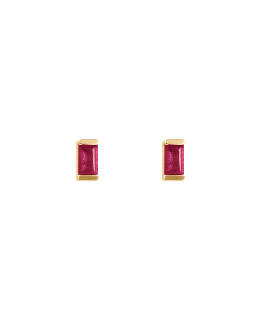 BAGUETTE BIRTHSTONE STUD RUBY | JULY