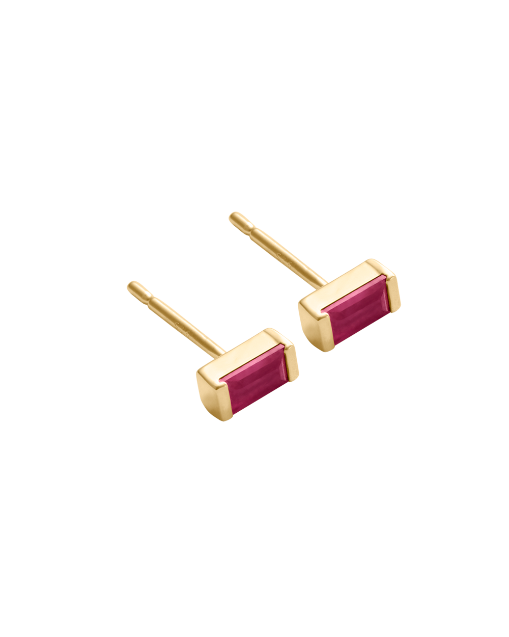 BAGUETTE BIRTHSTONE STUDS (18K GOLD PLATED)