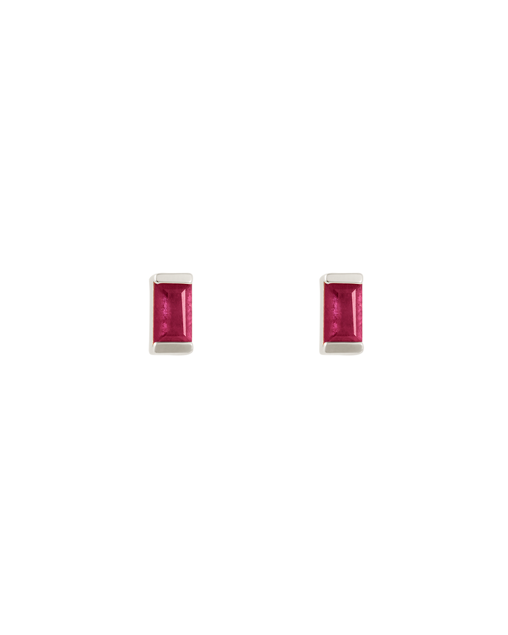 BAGUETTE BIRTHSTONE STUD RUBY | JULY