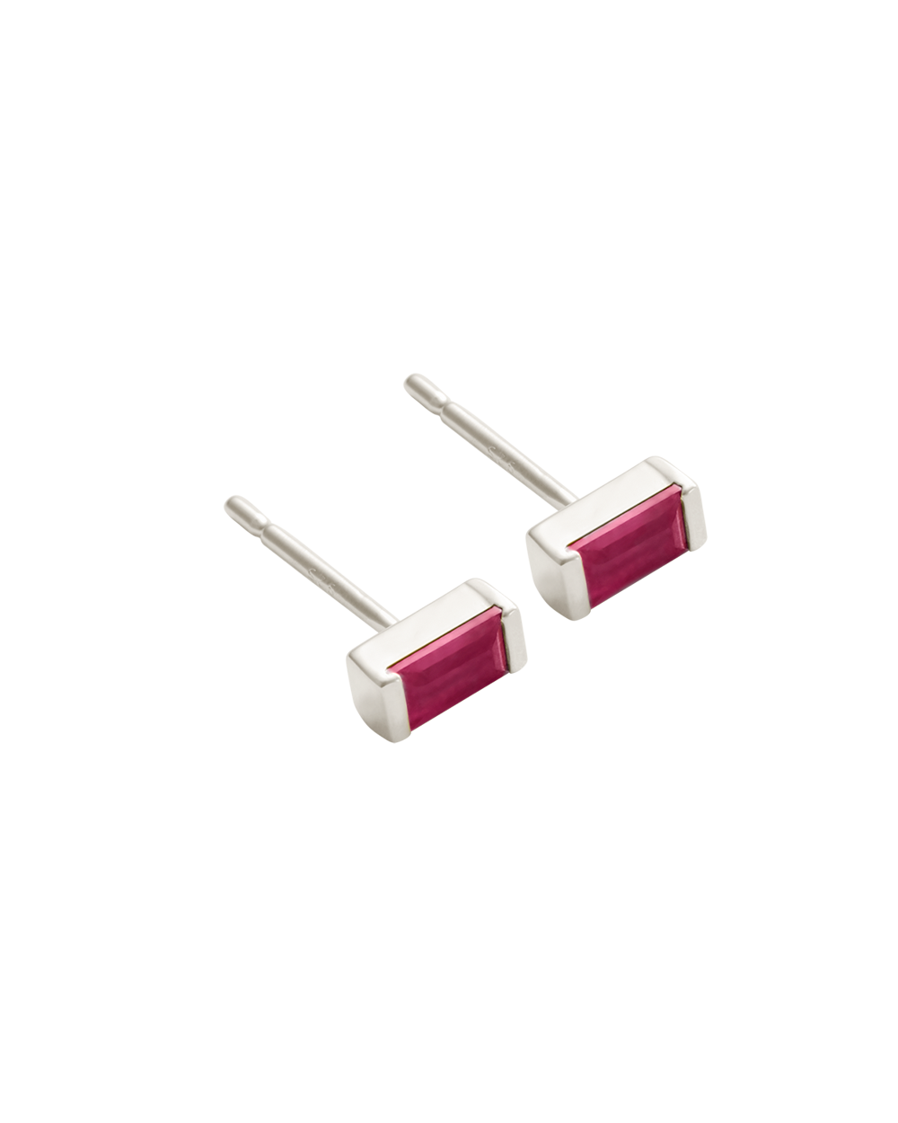 BAGUETTE BIRTHSTONE STUDS (STERLING SILVER)