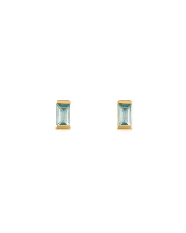 BAGUETTE BIRTHSTONE STUDS (18K GOLD PLATED)