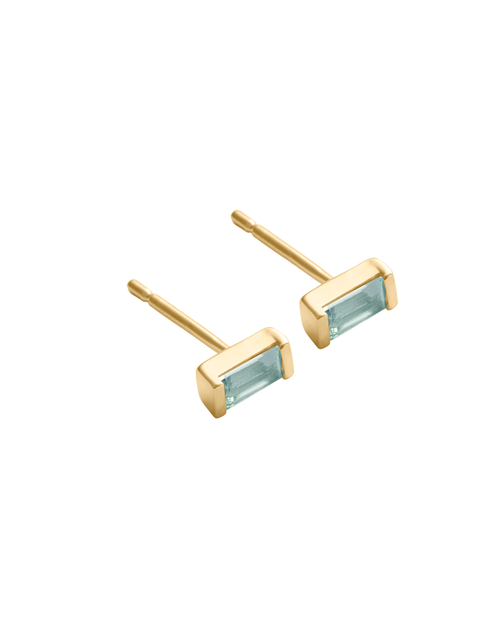 BAGUETTE BIRTHSTONE STUDS (18K GOLD PLATED)