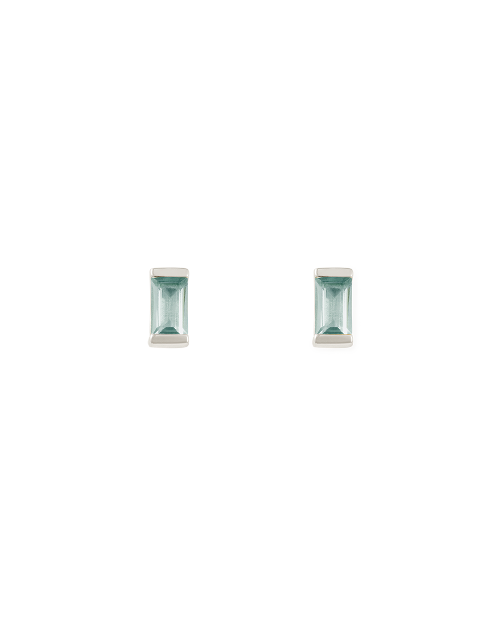 BAGUETTE BIRTHSTONE STUD AQUAMARINE | MARCH