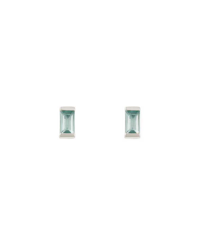 BAGUETTE BIRTHSTONE STUDS (STERLING SILVER) MARCH