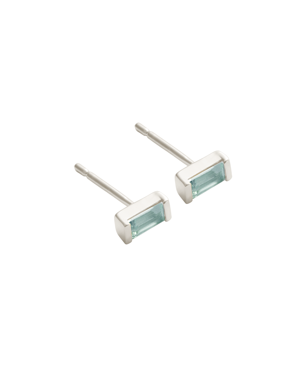 BAGUETTE BIRTHSTONE STUDS (STERLING SILVER)