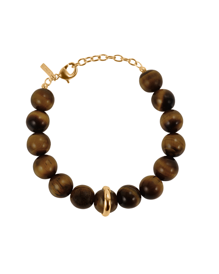 SOLAR TIGERS EYE BRACELET (18K GOLD PLATED)