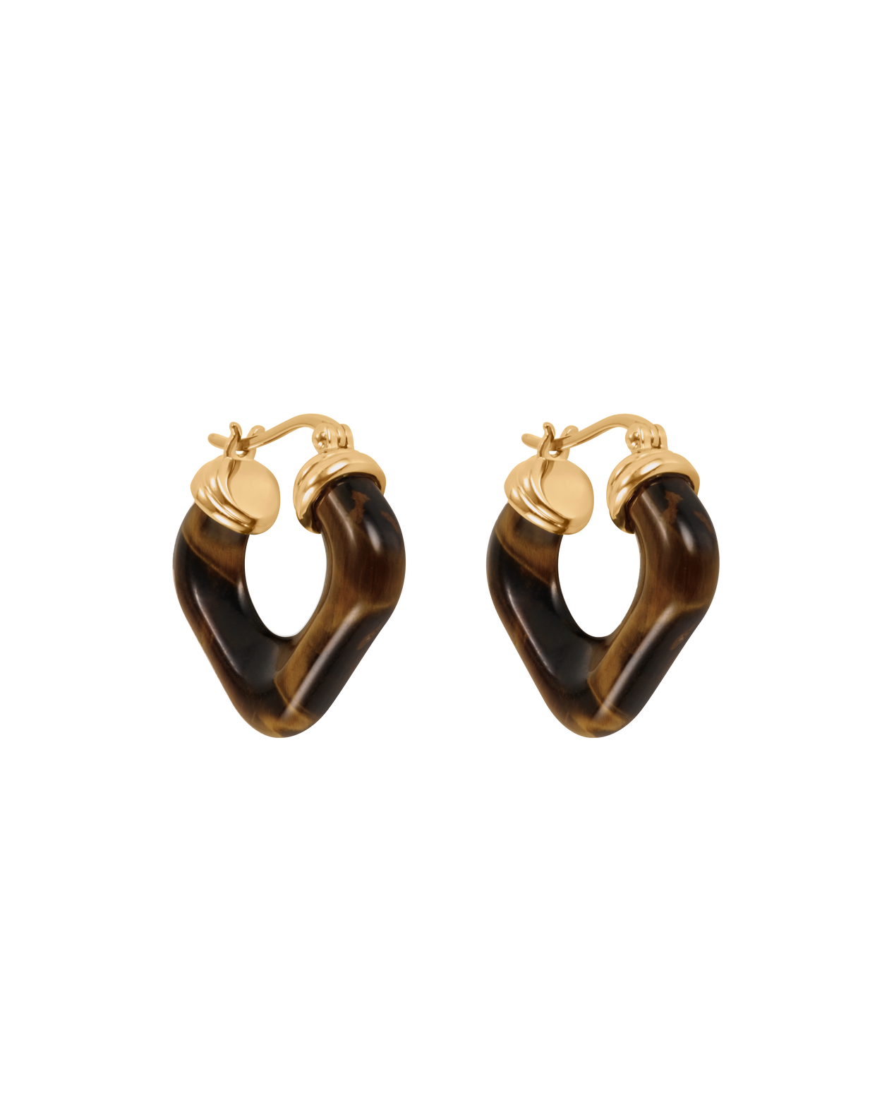 SOLAR TIGERS EYE HOOPS (18K GOLD PLATED)