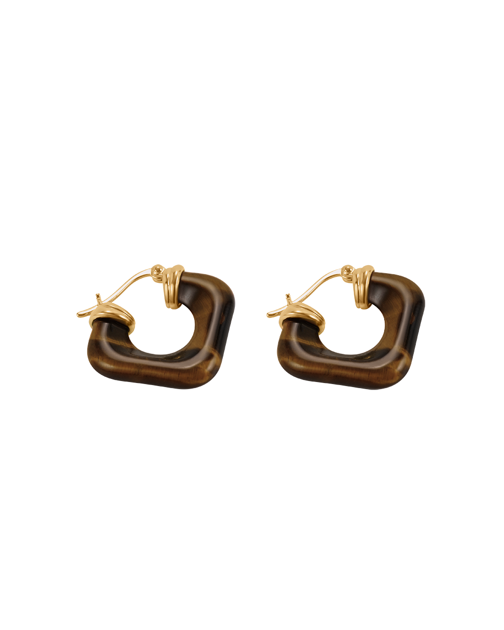 SOLAR TIGERS EYE HOOPS (18K GOLD PLATED)