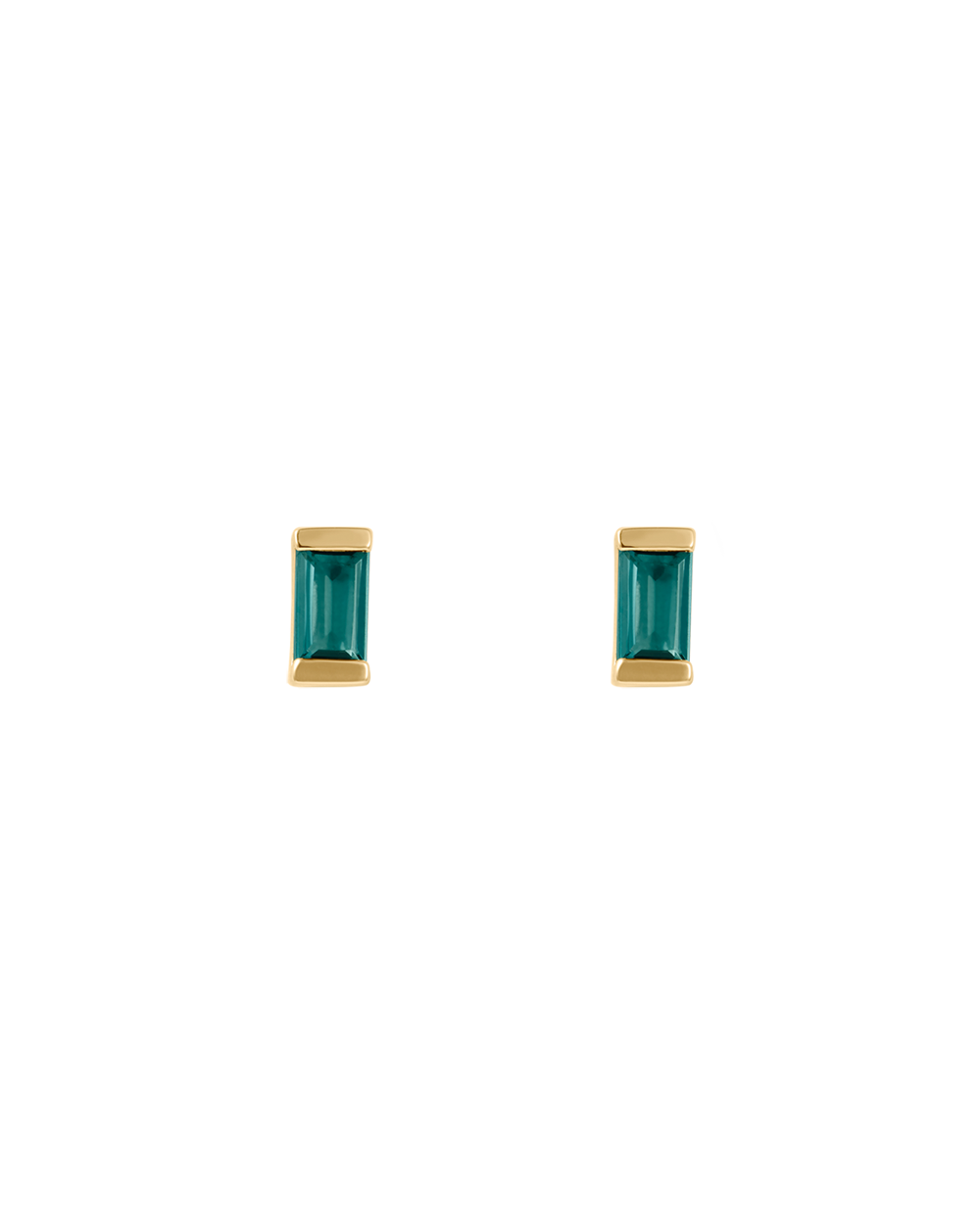 BAGUETTE BIRTHSTONE STUDS (18K GOLD PLATED)