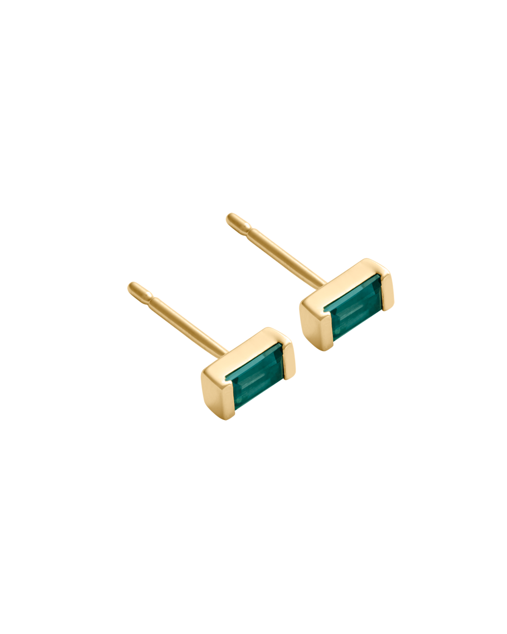 BAGUETTE BIRTHSTONE STUDS (18K GOLD PLATED)