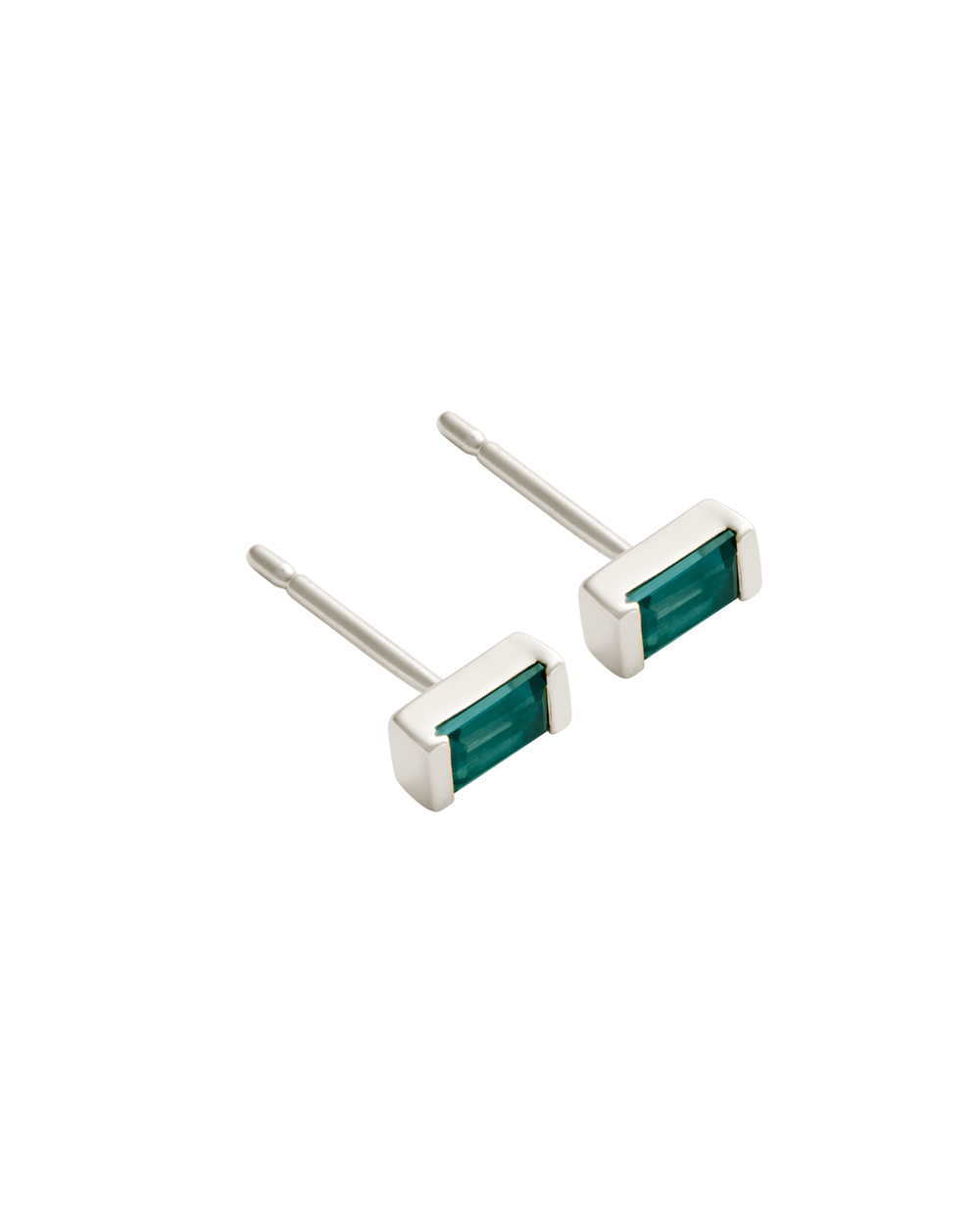 BAGUETTE BIRTHSTONE STUDS (STERLING SILVER)