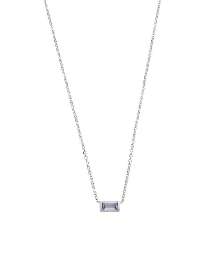 BAGUETTE BIRTHSTONE NECKLACE (STERLING SILVER) DECEMBER