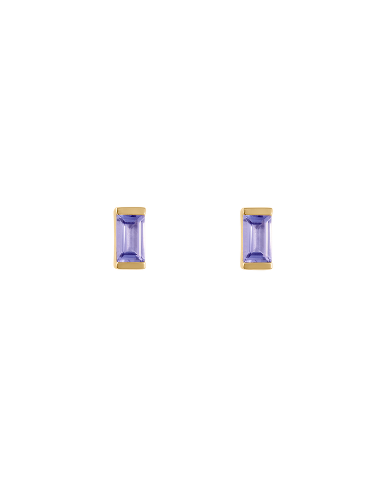 BAGUETTE BIRTHSTONE STUDS (18K GOLD PLATED)