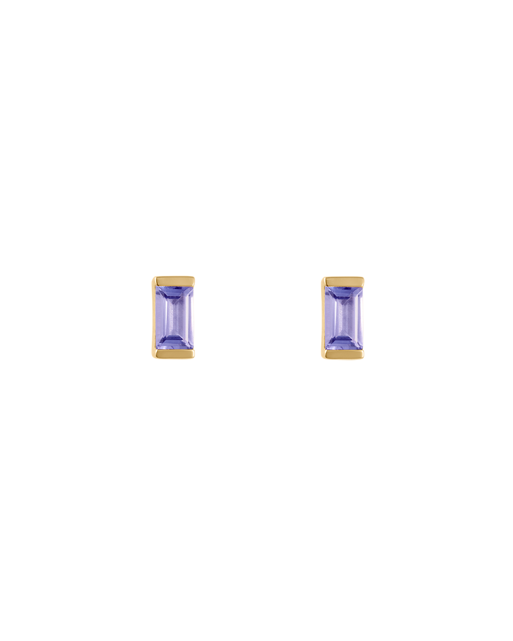 BAGUETTE BIRTHSTONE STUDS (18K GOLD PLATED)