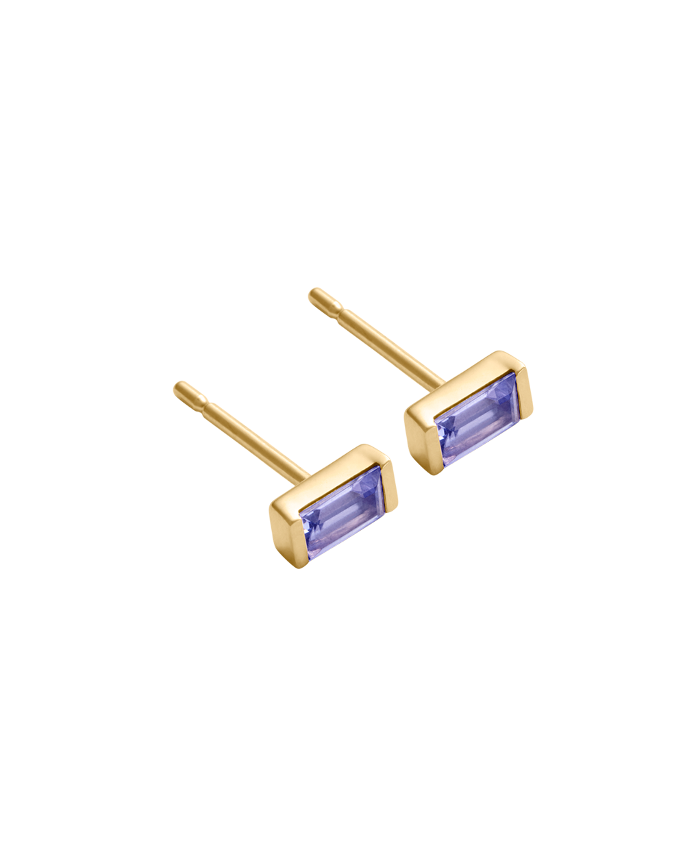 BAGUETTE BIRTHSTONE STUDS (18K GOLD PLATED)