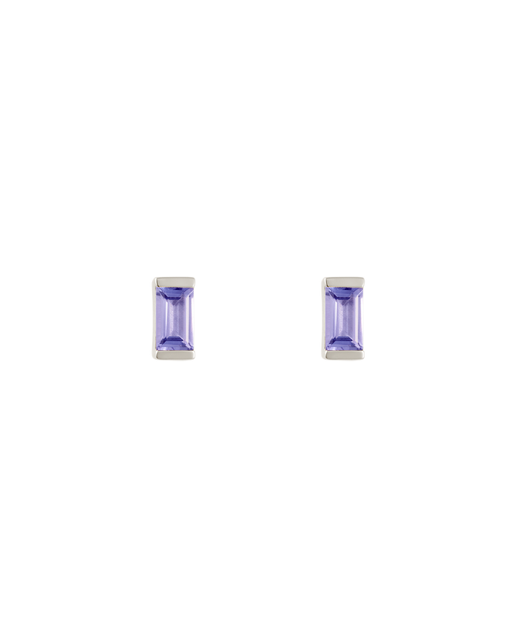 BAGUETTE BIRTHSTONE STUDS (STERLING SILVER)
