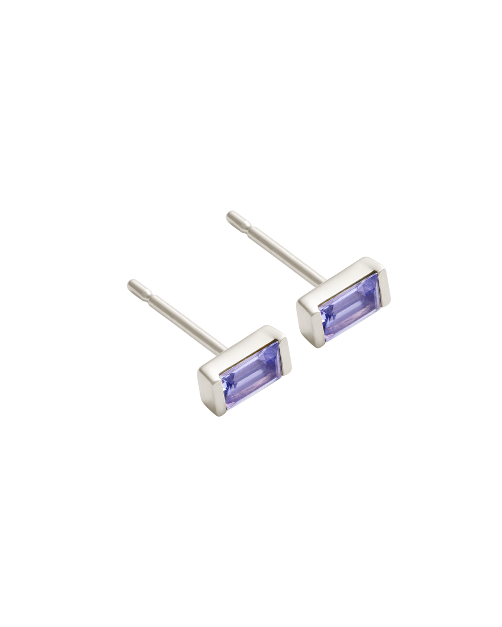 BAGUETTE BIRTHSTONE STUDS (STERLING SILVER)
