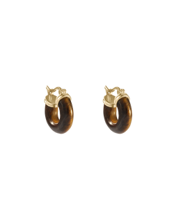 TEMPO TIGERS EYE HOOPS (18K GOLD PLATED) IMAGE 1