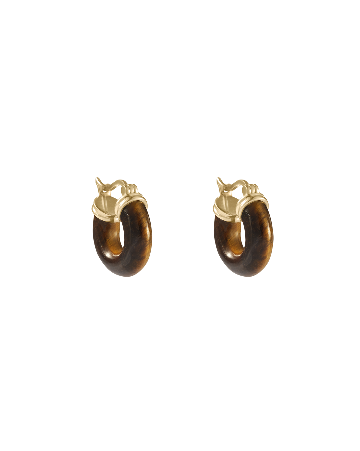 TEMPO TIGERS EYE HOOPS (18K GOLD PLATED) IMAGE 1