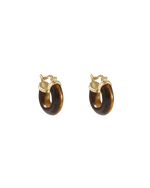 TEMPO TIGERS EYE HOOPS (18K GOLD PLATED) IMAGE 1