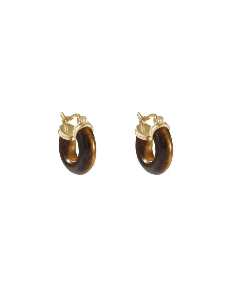 TEMPO TIGERS EYE HOOPS (18K GOLD PLATED) IMAGE 1