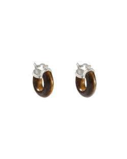 TEMPO TIGERS EYE HOOPS (STERLING SILVER) IMAGE 1