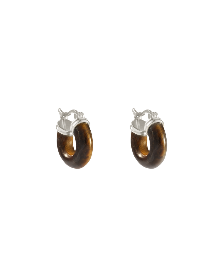 TEMPO TIGERS EYE HOOPS (STERLING SILVER)