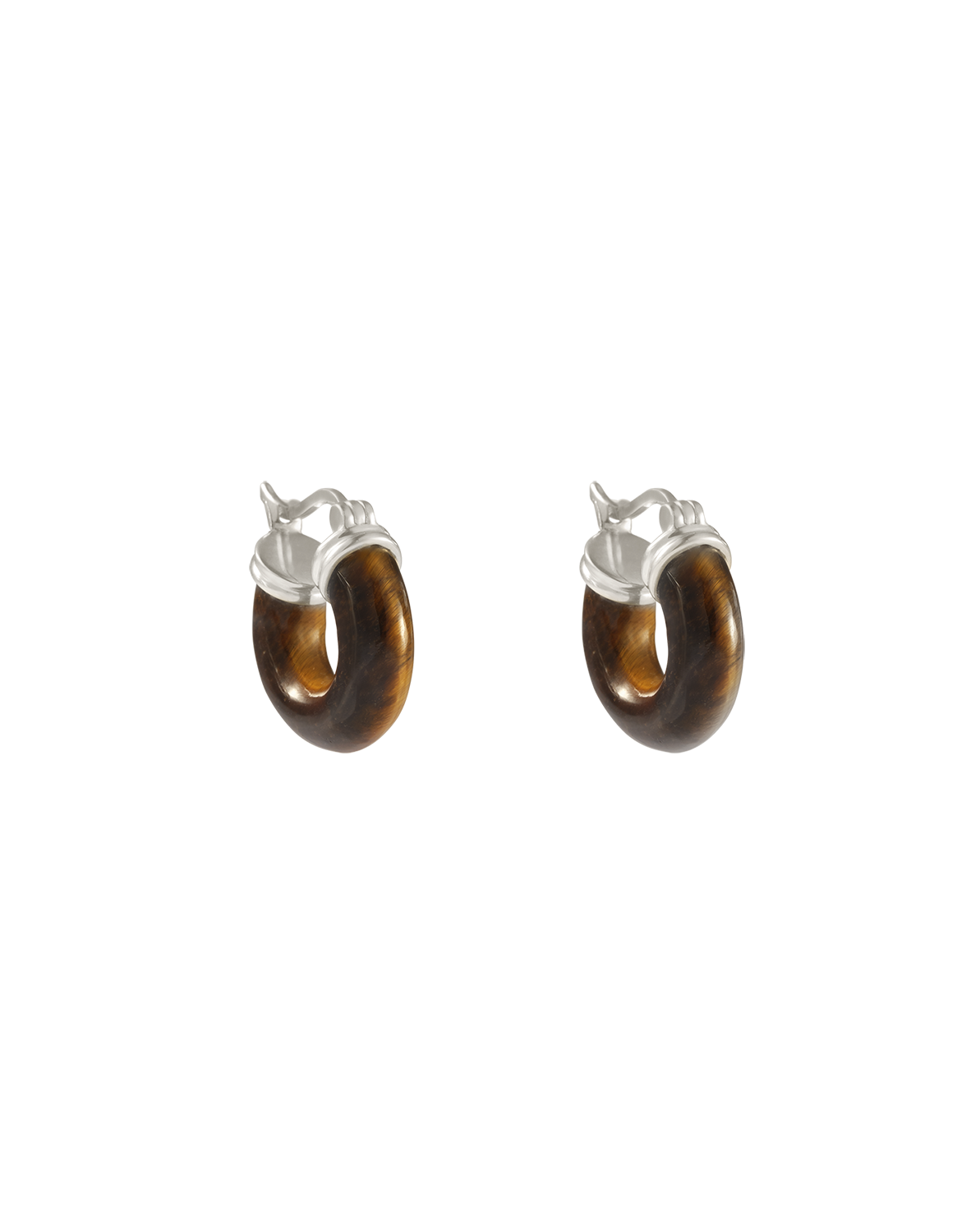TEMPO TIGERS EYE HOOPS (STERLING SILVER) IMAGE 1