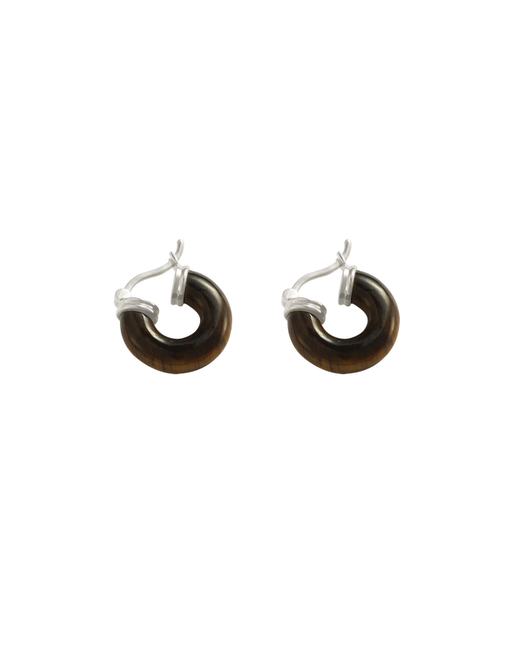 TEMPO TIGERS EYE HOOPS (STERLING SILVER)