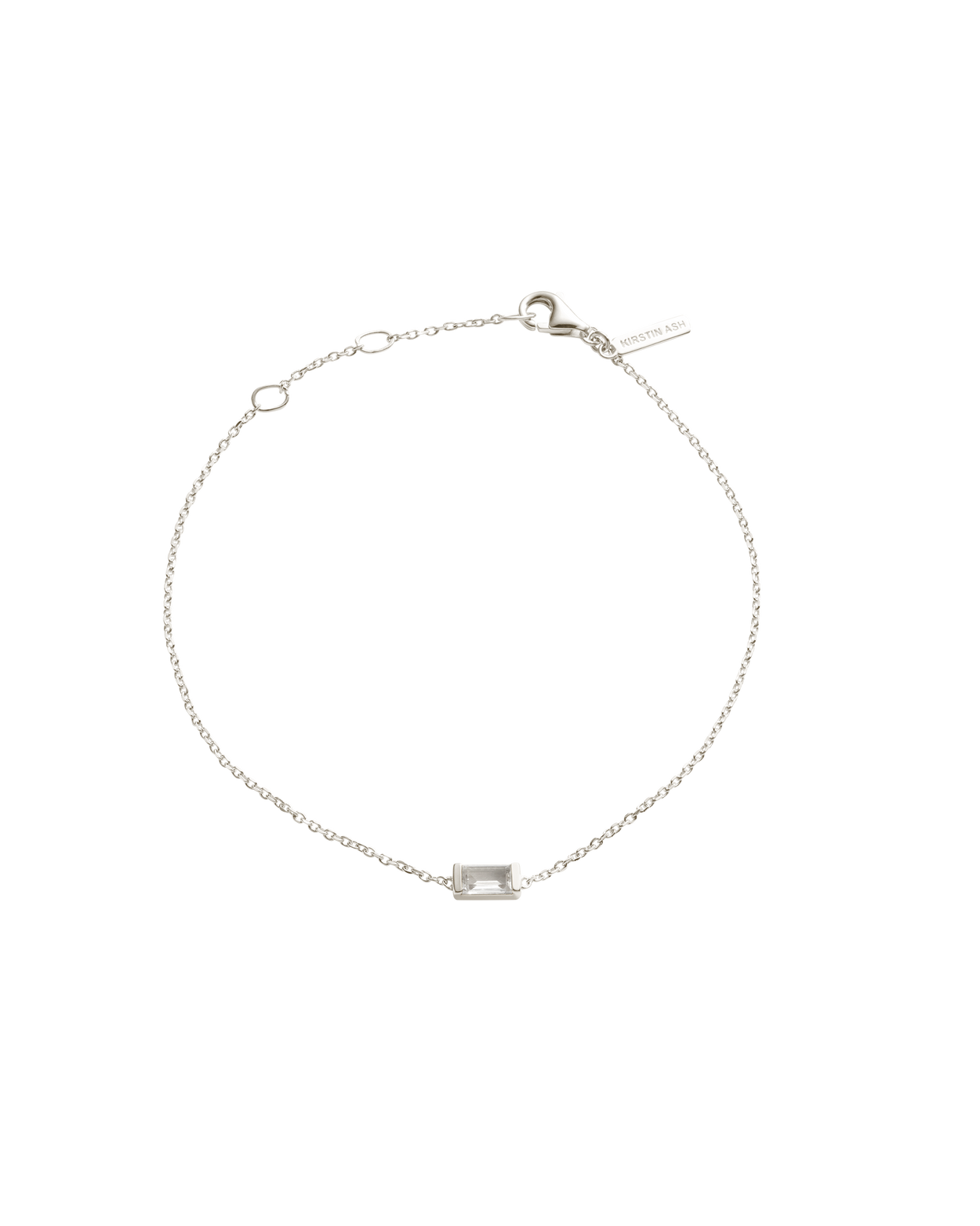 BAGUETTE BIRTHSTONE BRACELET (STERLING SILVER) APRIL