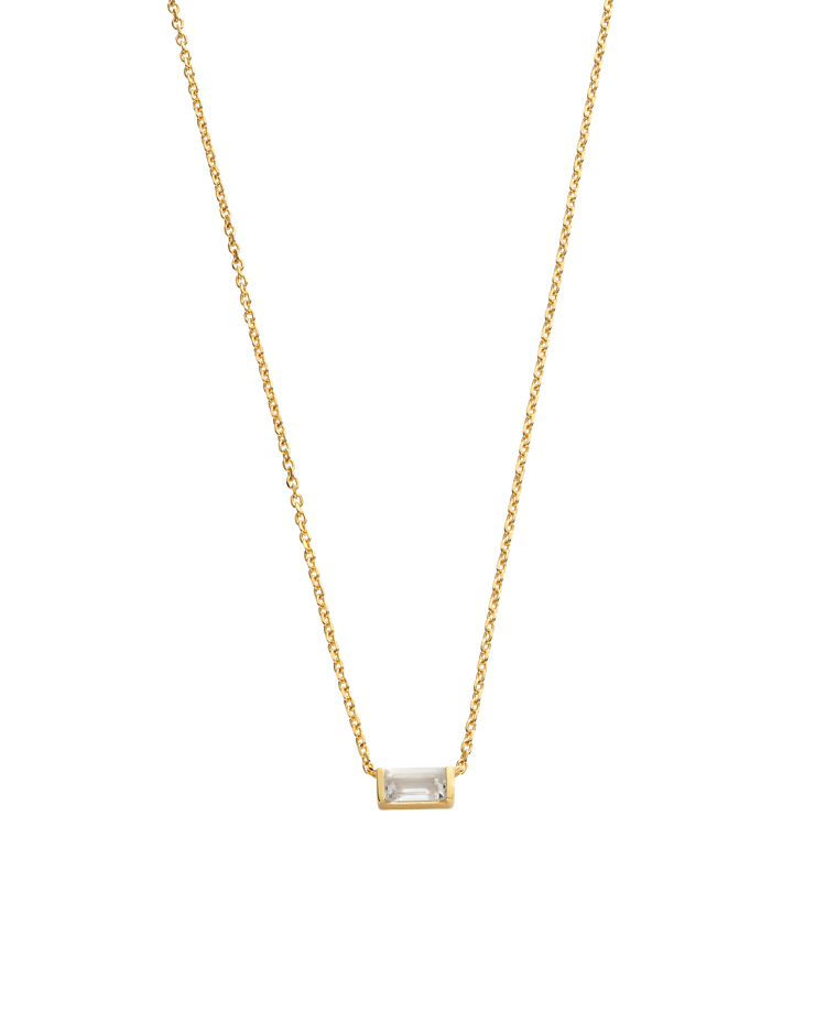 BAGUETTE BIRTHSTONE NECKLACE (18K GOLD VERMEIL) APRIL