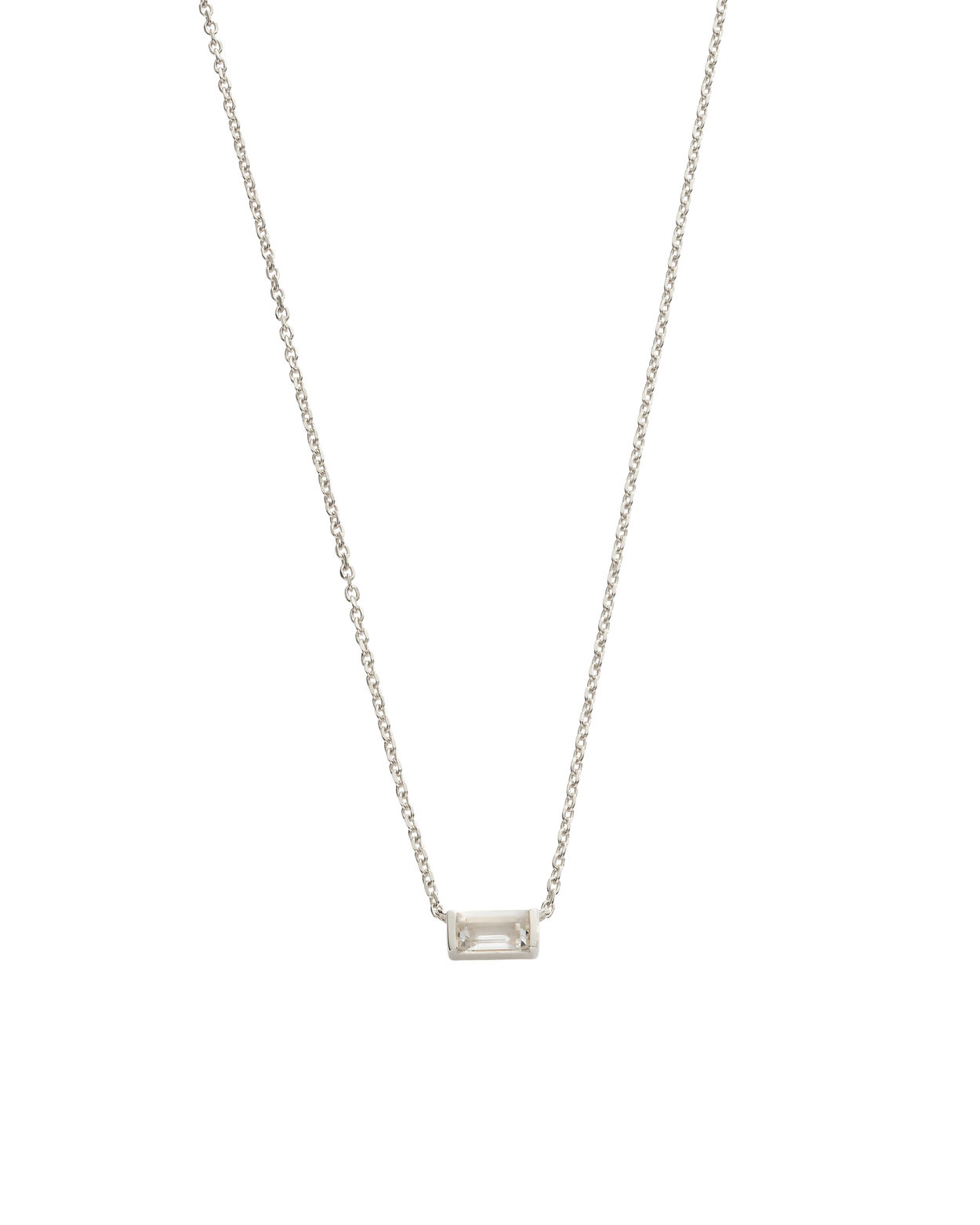BAGUETTE BIRTHSTONE NECKLACE (STERLING SILVER) APRIL