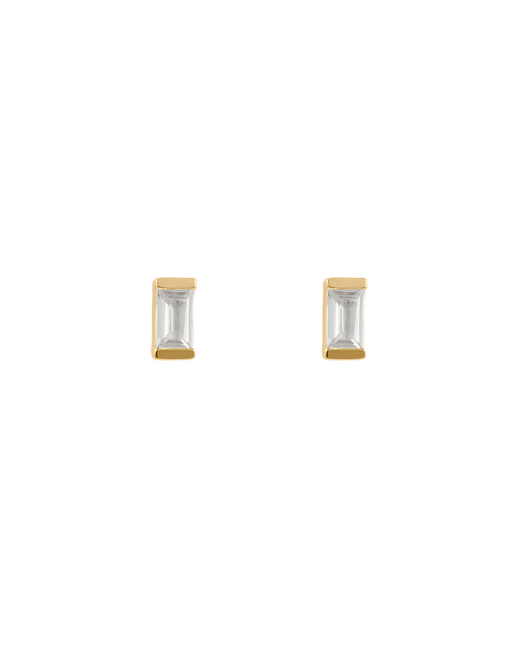 BAGUETTE BIRTHSTONE STUDS (18K GOLD PLATED)