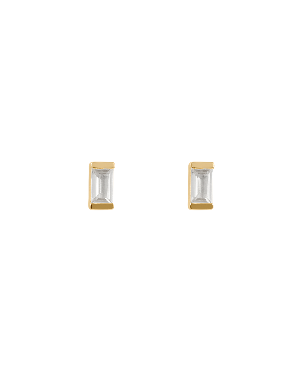 BAGUETTE BIRTHSTONE STUDS (18K GOLD PLATED)