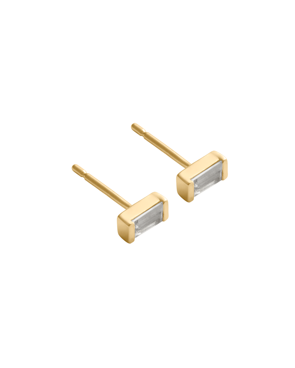 BAGUETTE BIRTHSTONE STUDS (18K GOLD PLATED)