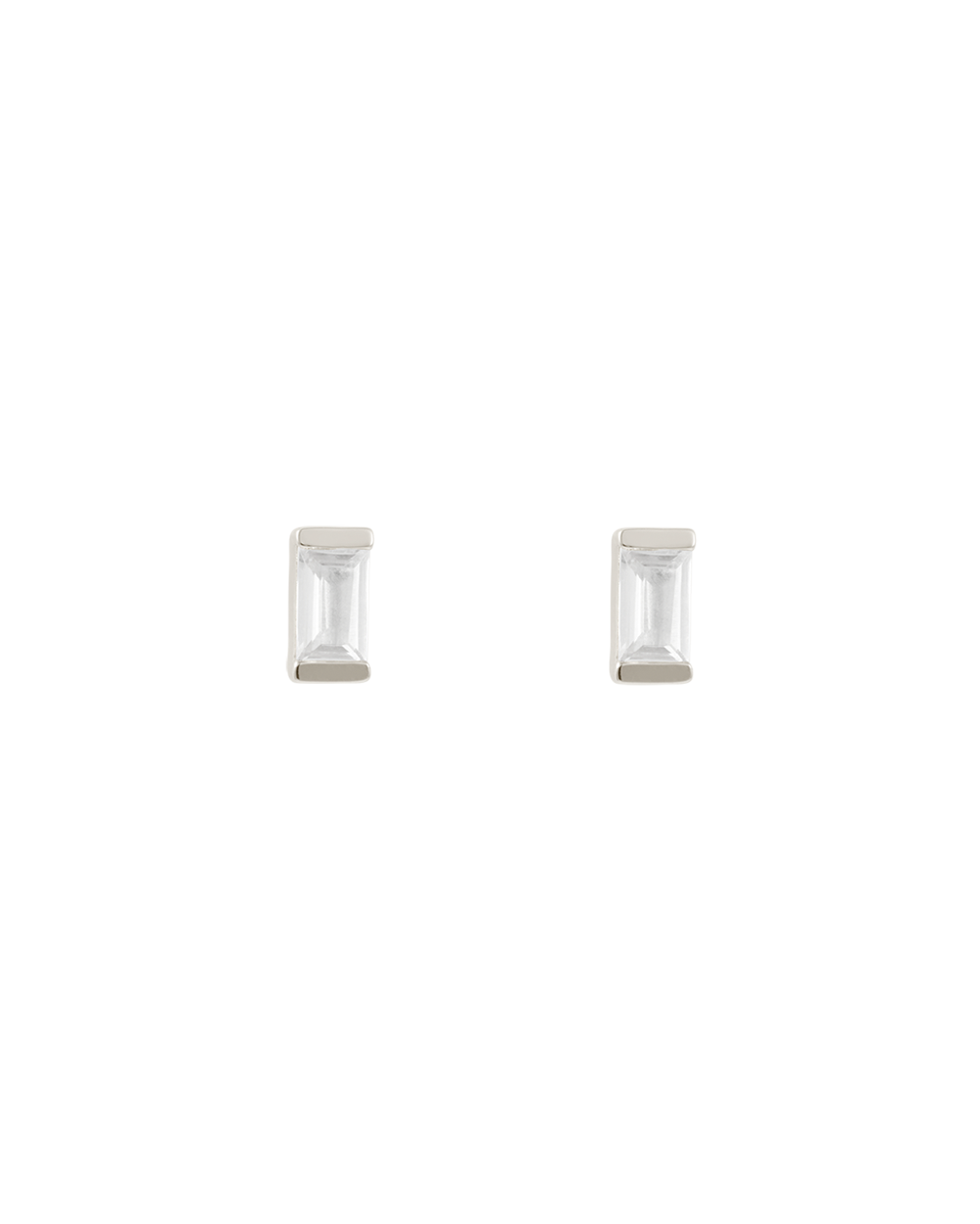BAGUETTE BIRTHSTONE STUD WHITE TOPAZ | APRIL