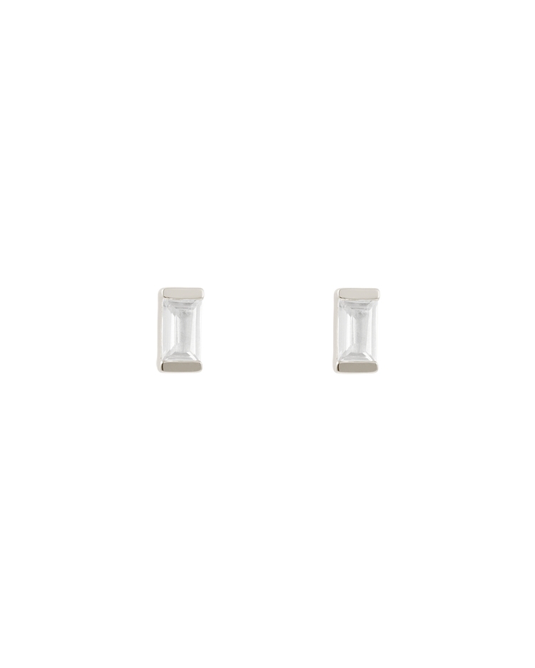 BAGUETTE BIRTHSTONE STUDS (STERLING SILVER) APRIL