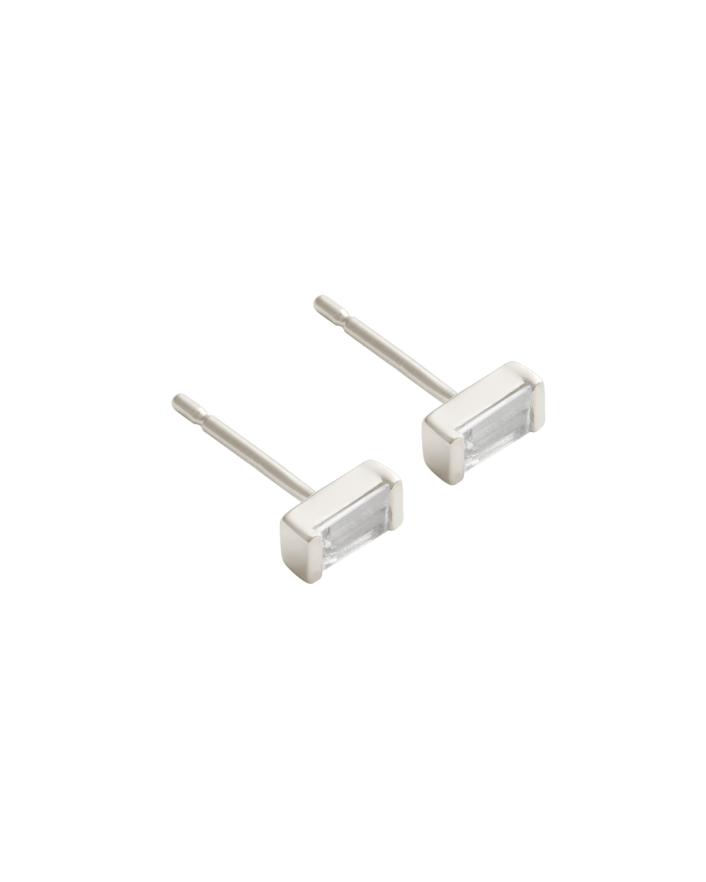 BAGUETTE BIRTHSTONE STUDS (STERLING SILVER)