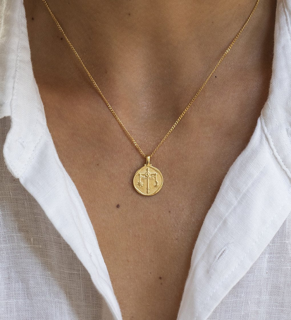 LIBRA ZODIAC NECKLACE (18K GOLD VERMEIL) IMAGE 2