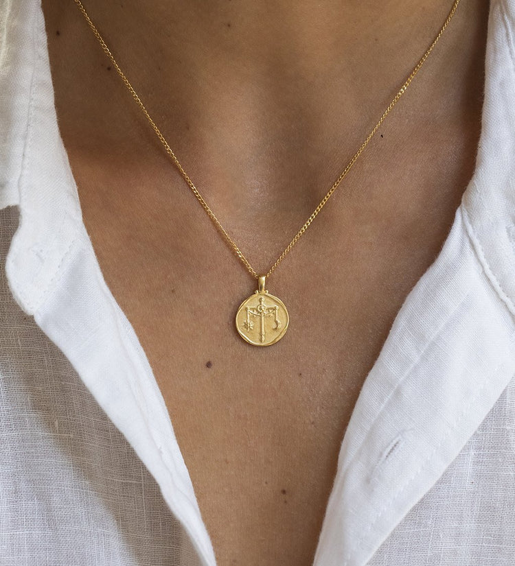 LIBRA ZODIAC NECKLACE (18K GOLD VERMEIL) IMAGE 2