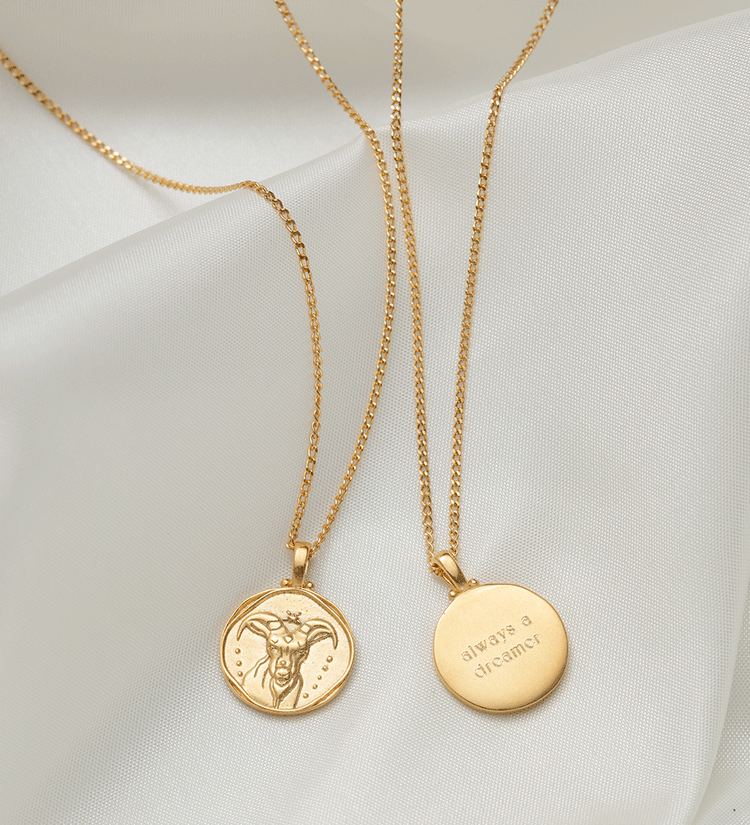 CAPRICORN ZODIAC NECKLACE (18K GOLD VERMEIL)