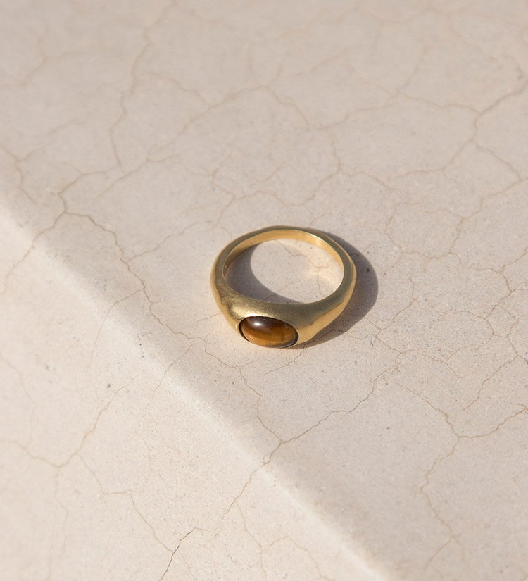 TIGERS EYE RING (18K GOLD VERMEIL)