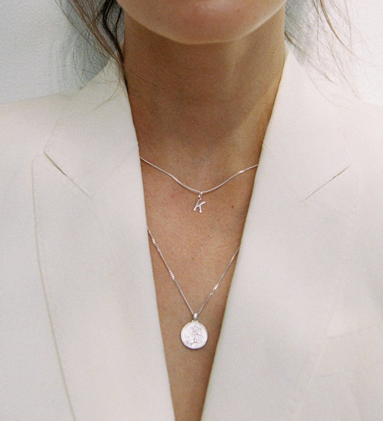 OUTLINE INITIAL NECKLACE A-Z (STERLING SILVER)