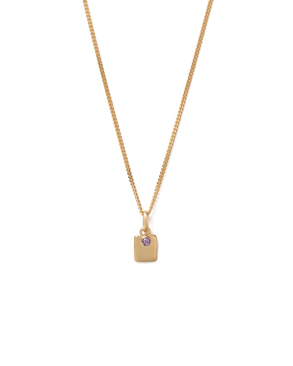 ENGRAVABLE BIRTHSTONE NECKLACE (18K GOLD VERMEIL) FEBRUARY