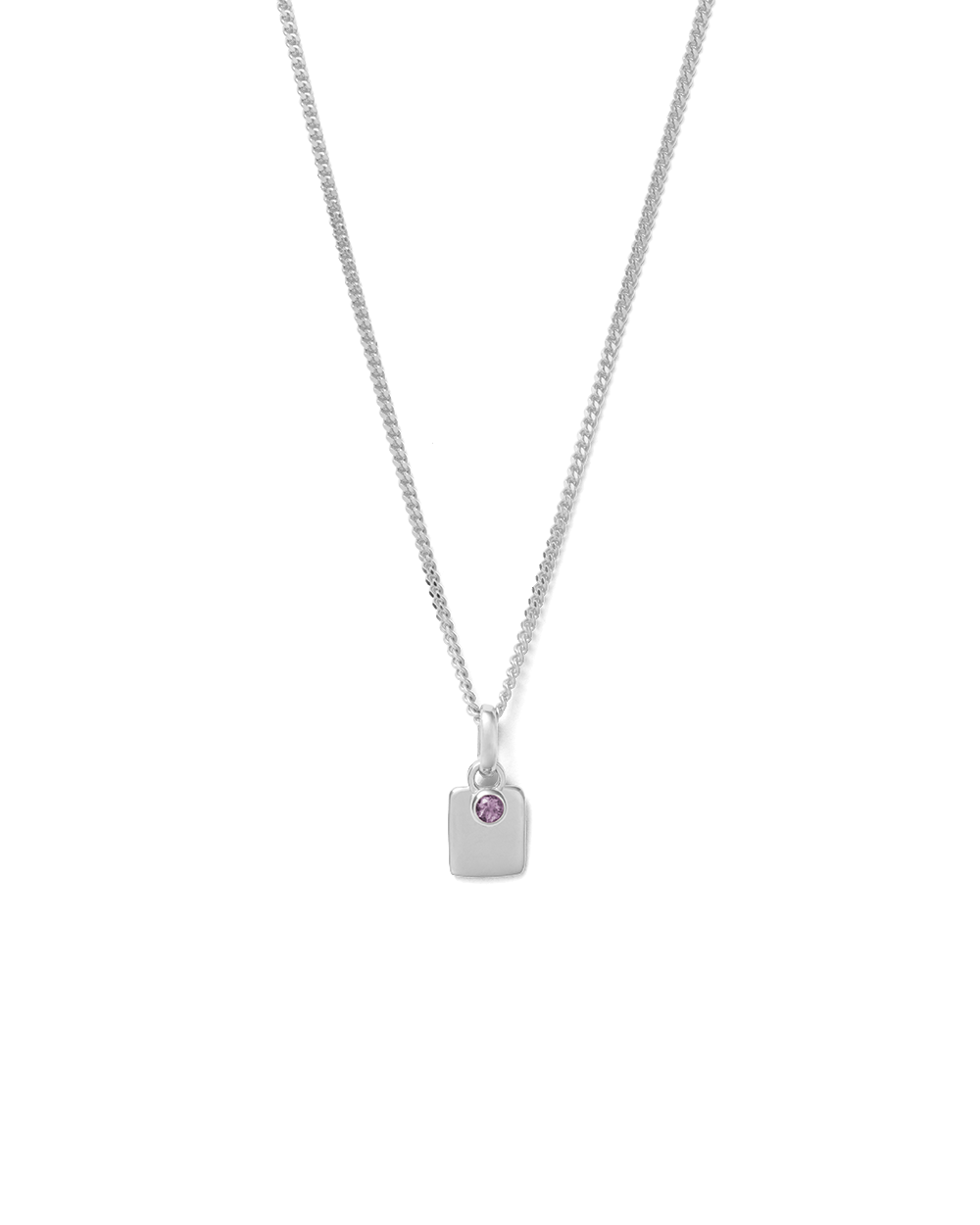 ENGRAVABLE BIRTHSTONE NECKLACE (STERLING SILVER) FEBRUARY