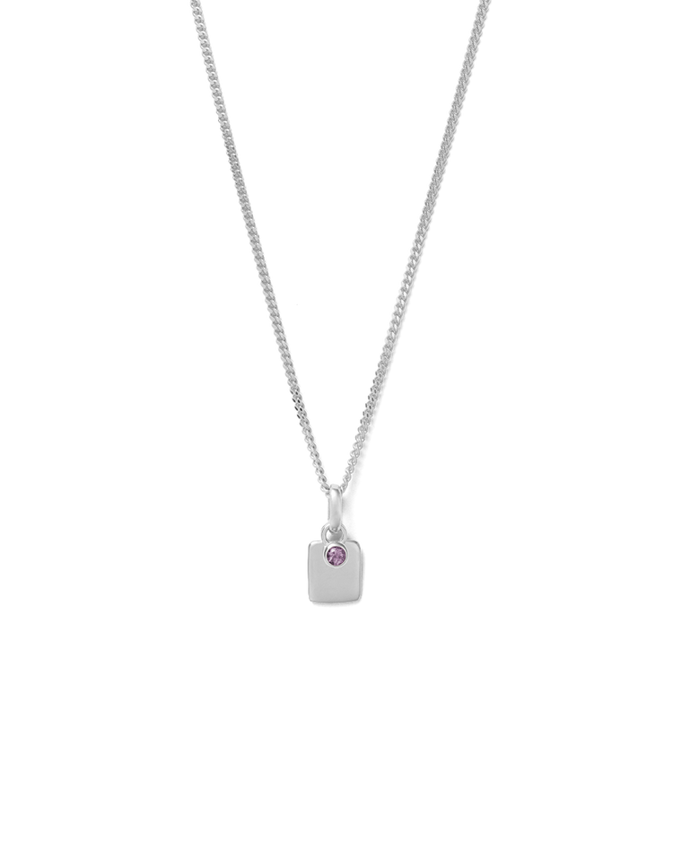 ENGRAVABLE BIRTHSTONE NECKLACE (STERLING SILVER) FEBRUARY