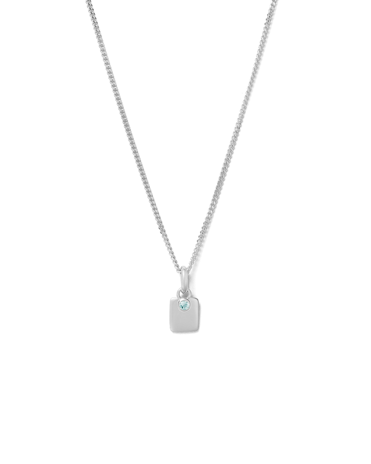 ENGRAVABLE BIRTHSTONE NECKLACE (STERLING SILVER)