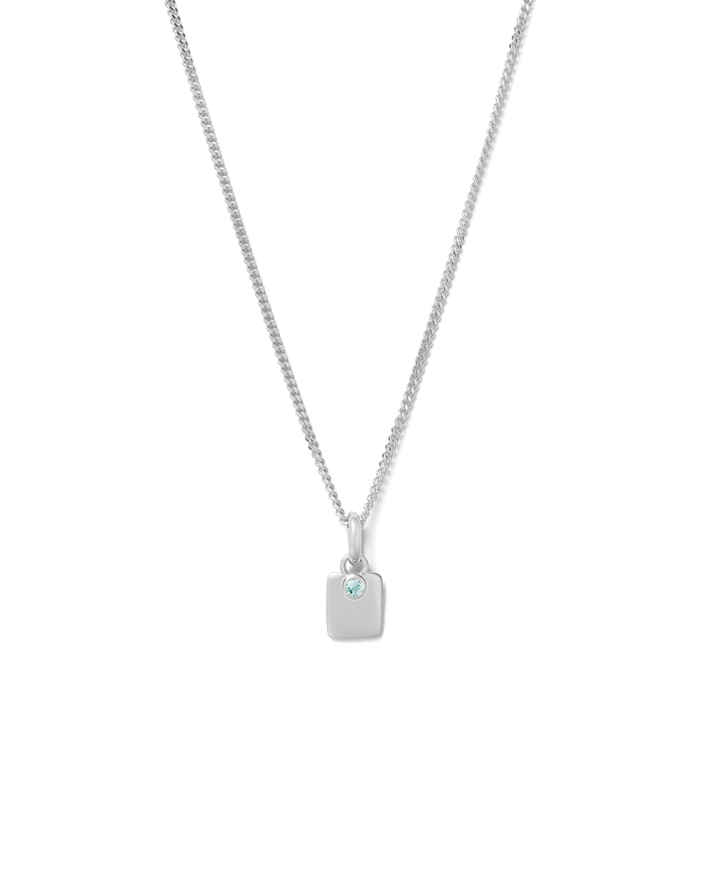ENGRAVABLE BIRTHSTONE NECKLACE (STERLING SILVER) MARCH
