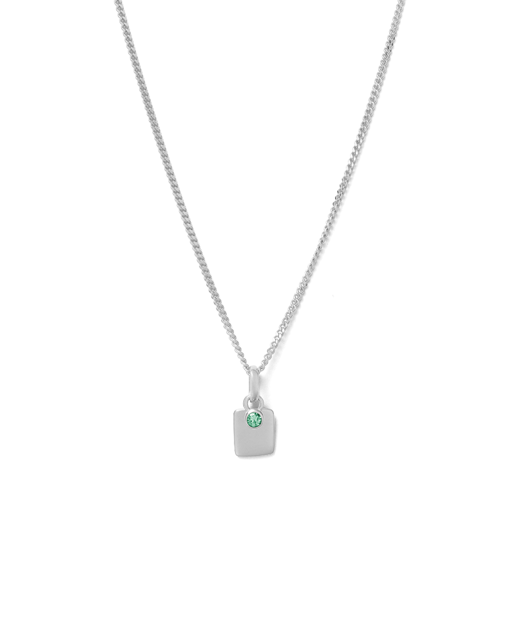 ENGRAVABLE BIRTHSTONE NECKLACE (STERLING SILVER) MAY