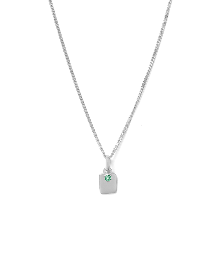 ENGRAVABLE BIRTHSTONE NECKLACE (STERLING SILVER) MAY